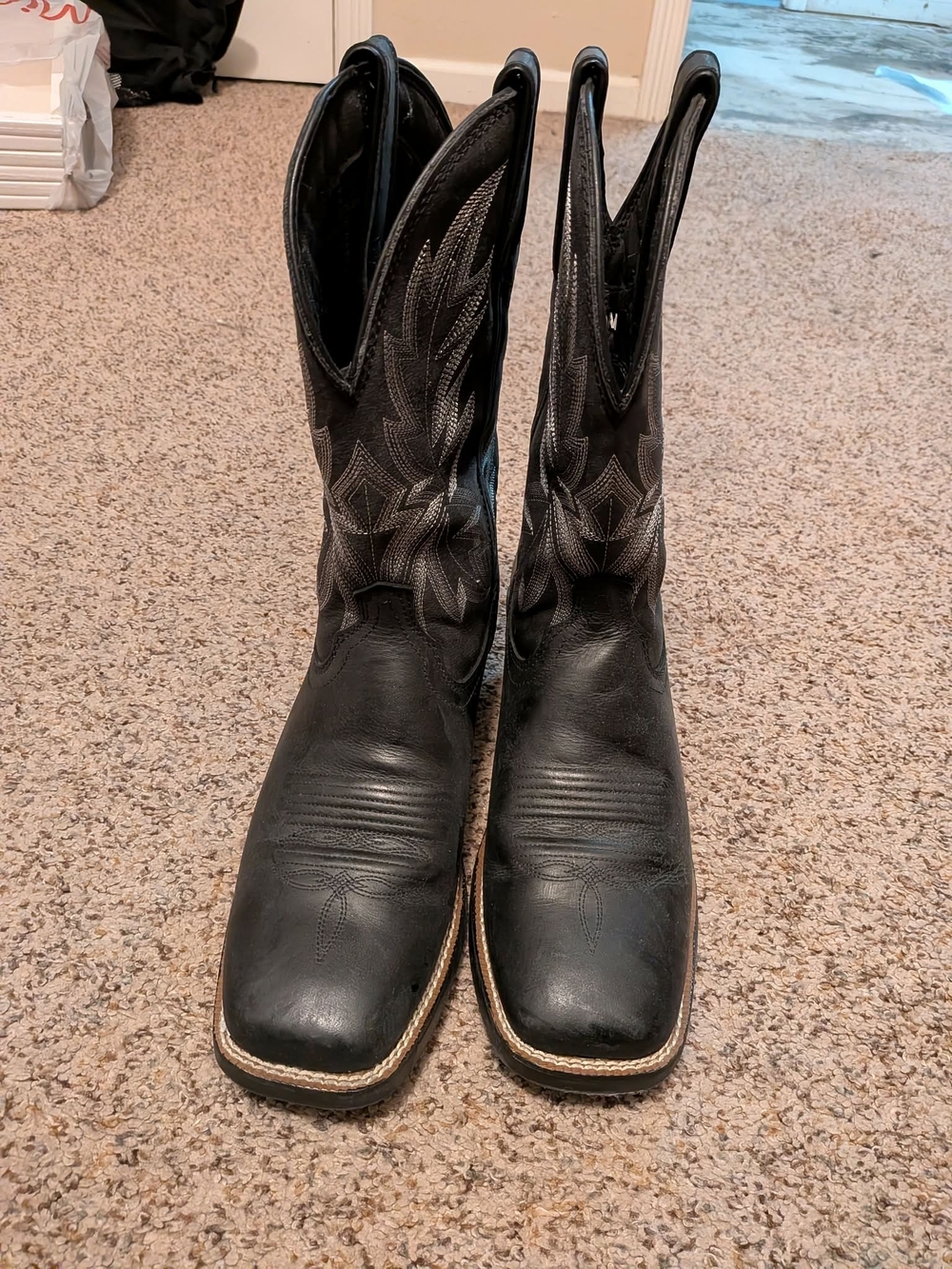 Durango Black Leather Western Cowboy Boots with Stitch Detailing